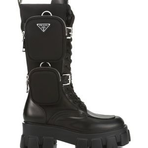 Prada Monolith leather and nylon boots